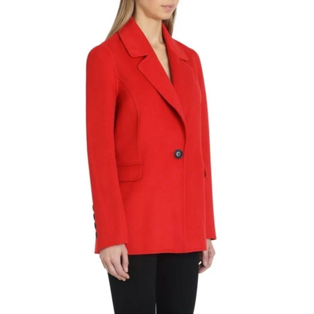 Badgley Mischka Red Wool Blend Blazer Coat Size Small